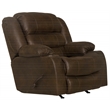 Bowery Hill Rocker Recliner with Dual Cupholders in Brown Polyester Fabric