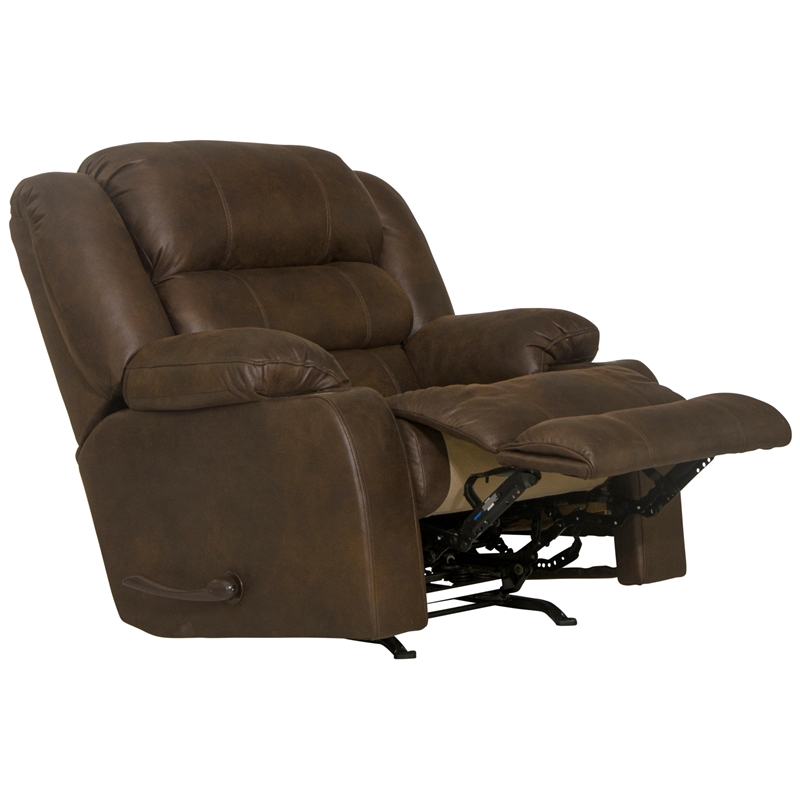 Bowery Hill Rocker Recliner with Dual Cupholders in Brown Polyester Fabric