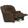 Bowery Hill Rocker Recliner with Dual Cupholders in Brown Polyester Fabric