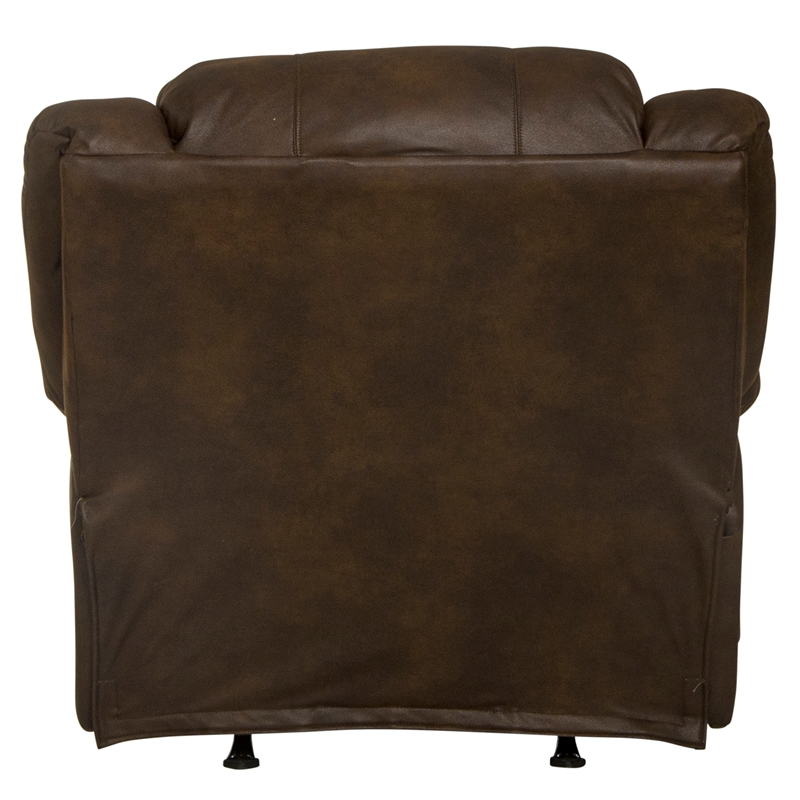 Bowery Hill Rocker Recliner with Dual Cupholders in Brown Polyester Fabric