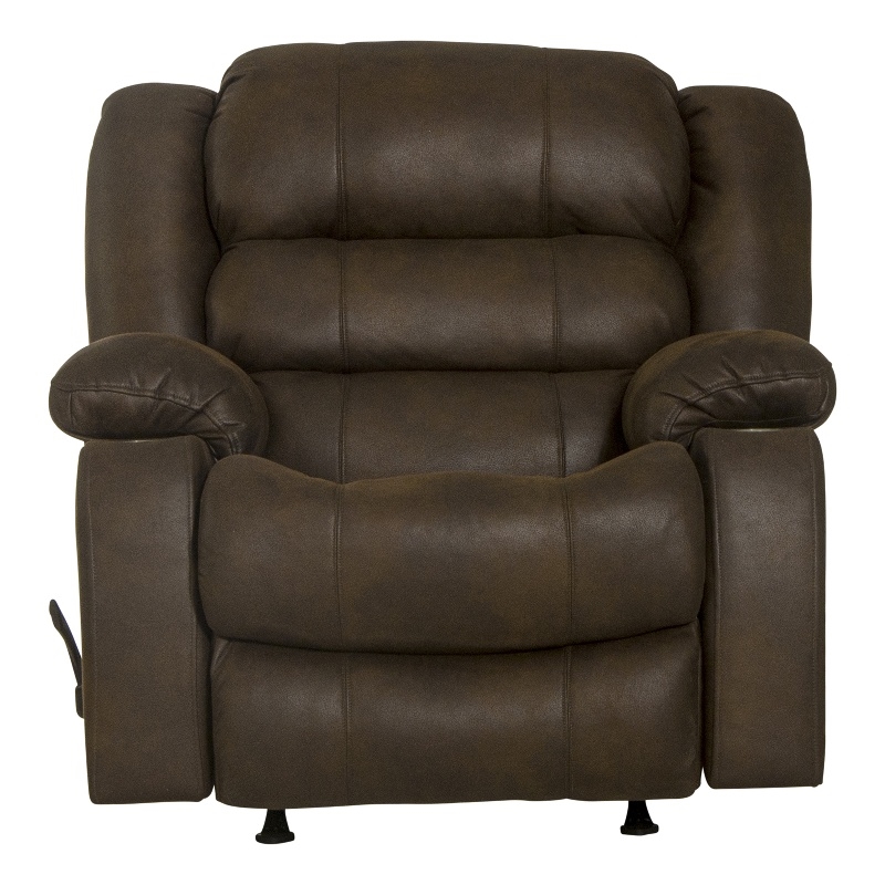 Bowery Hill Rocker Recliner with Dual Cupholders in Brown Polyester Fabric