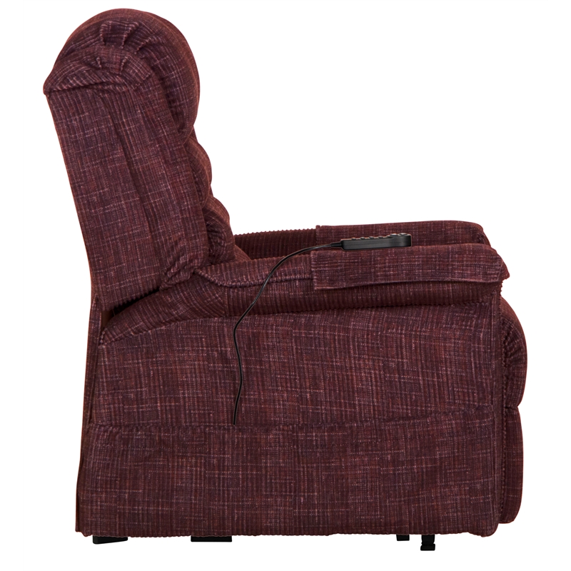 Bowery Hill Power Lift Assist Recliner in Red Polyester Fabric