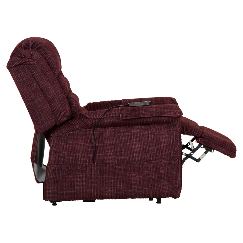 Bowery Hill Power Lift Assist Recliner in Red Polyester Fabric