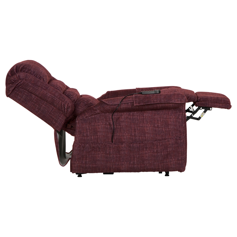 Bowery Hill Power Lift Assist Recliner in Red Polyester Fabric