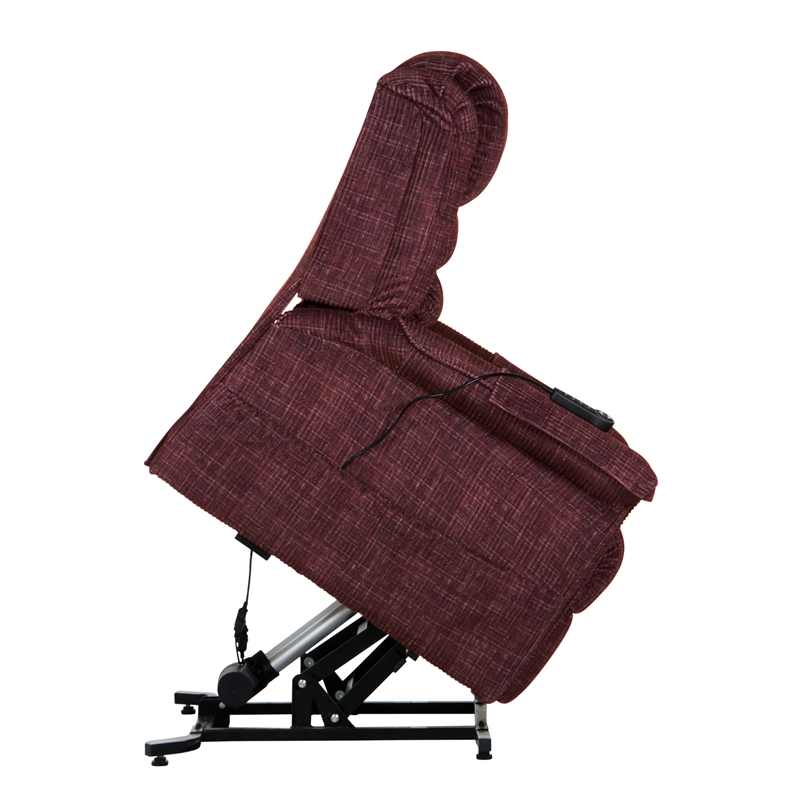 Bowery Hill Power Lift Assist Recliner in Red Polyester Fabric