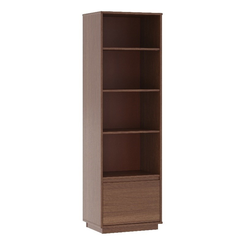 Bowery Hill Mid-Century Bookcase Set of 3 in Walnut with Adjustable Shelves