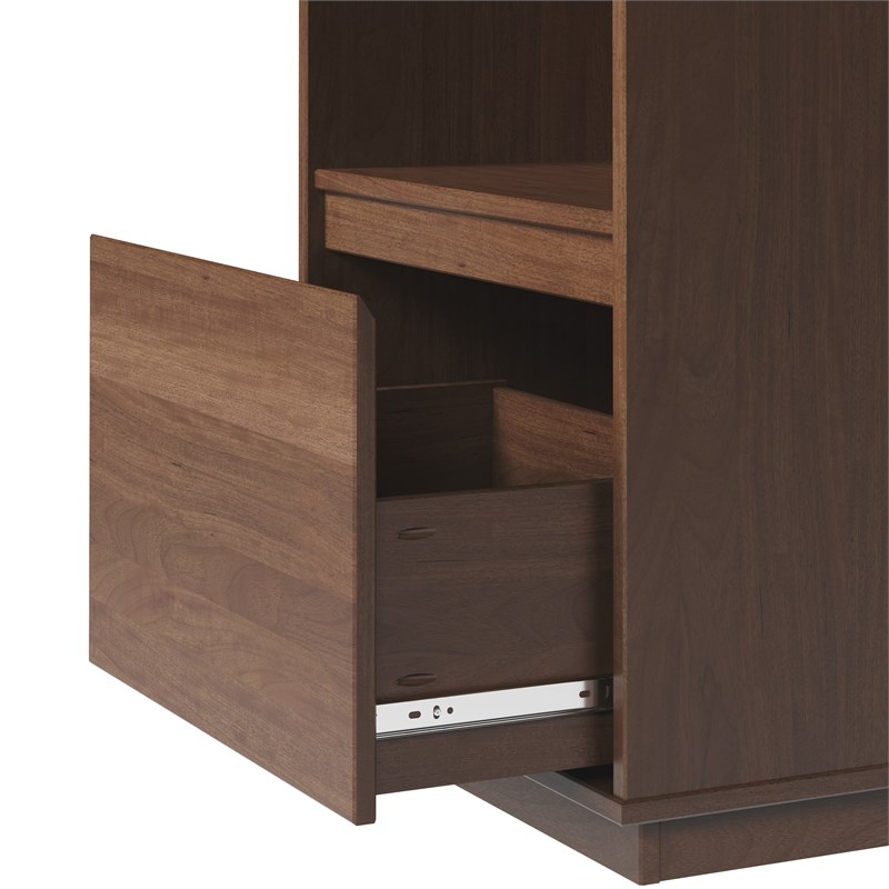 Bowery Hill Mid-Century Bookcase Set of 3 in Walnut with Adjustable Shelves