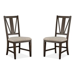 Bowery Hill Dining Side Chair with Upholstered Seat in Graphite (Set of 2)