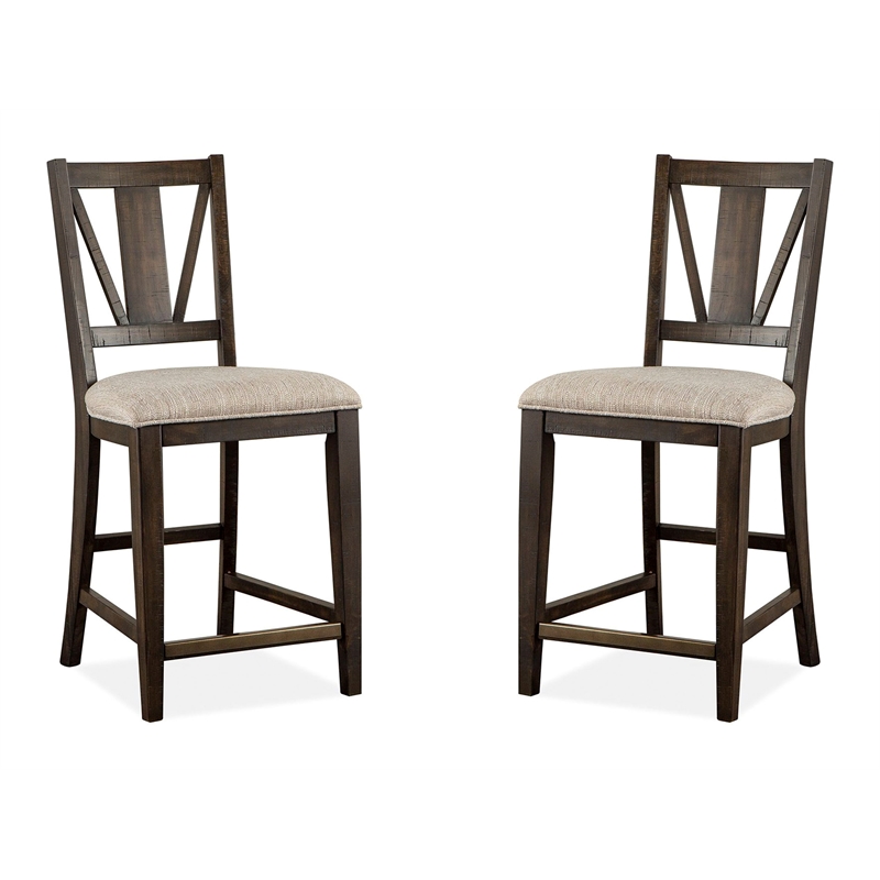 Bowery Hill Counter Chair with Upholstered Seat in Graphite Finish (Set of 2)