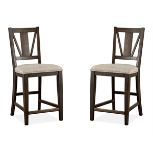 Bowery Hill Counter Chair with Upholstered Seat in Graphite Finish (Set of 2)