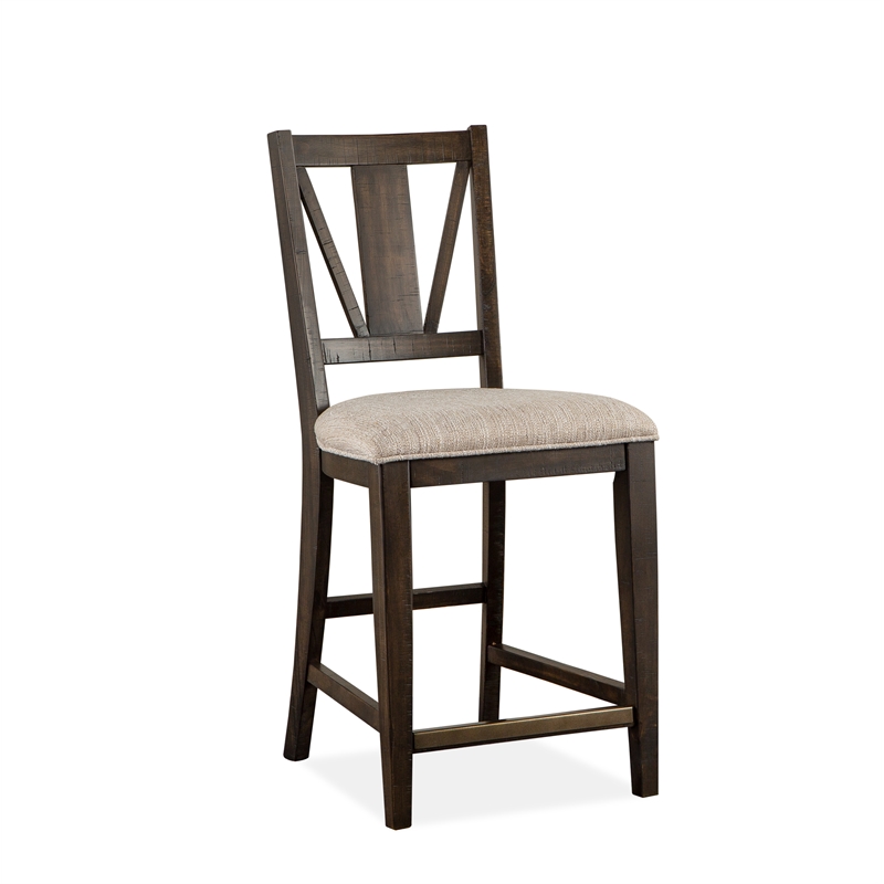 Bowery Hill Counter Chair with Upholstered Seat in Graphite Finish (Set of 2)