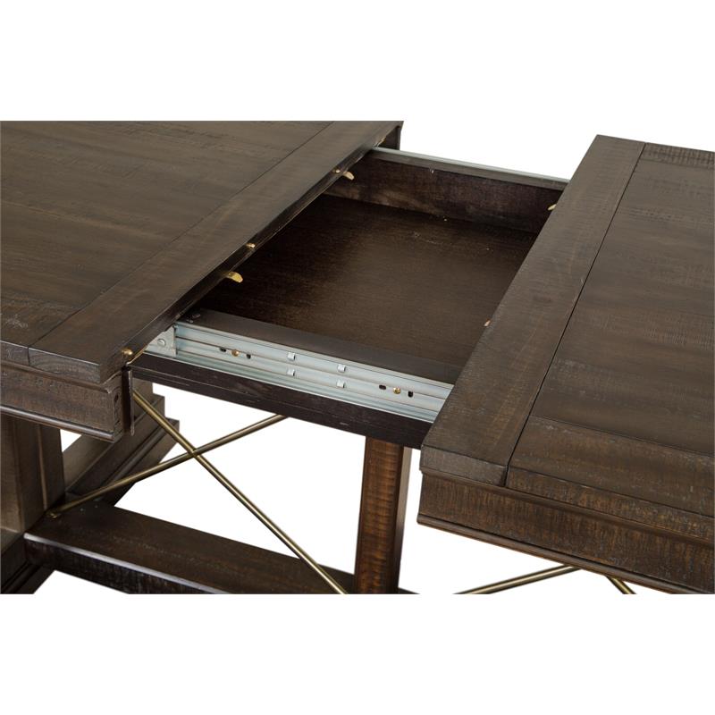 Bowery Hill Trestle Dining Table in Graphite with Extension Leaf
