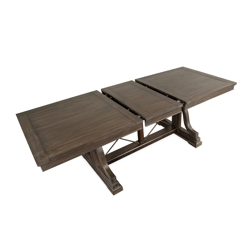 Bowery Hill Trestle Dining Table in Graphite with Extension Leaf