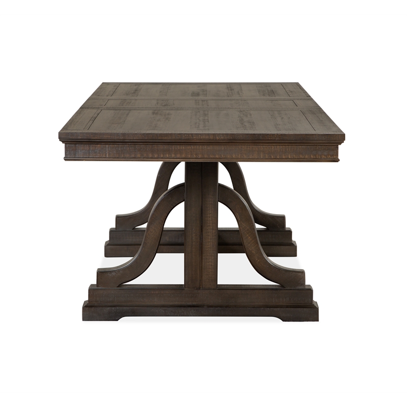 Bowery Hill Trestle Dining Table in Graphite with Extension Leaf