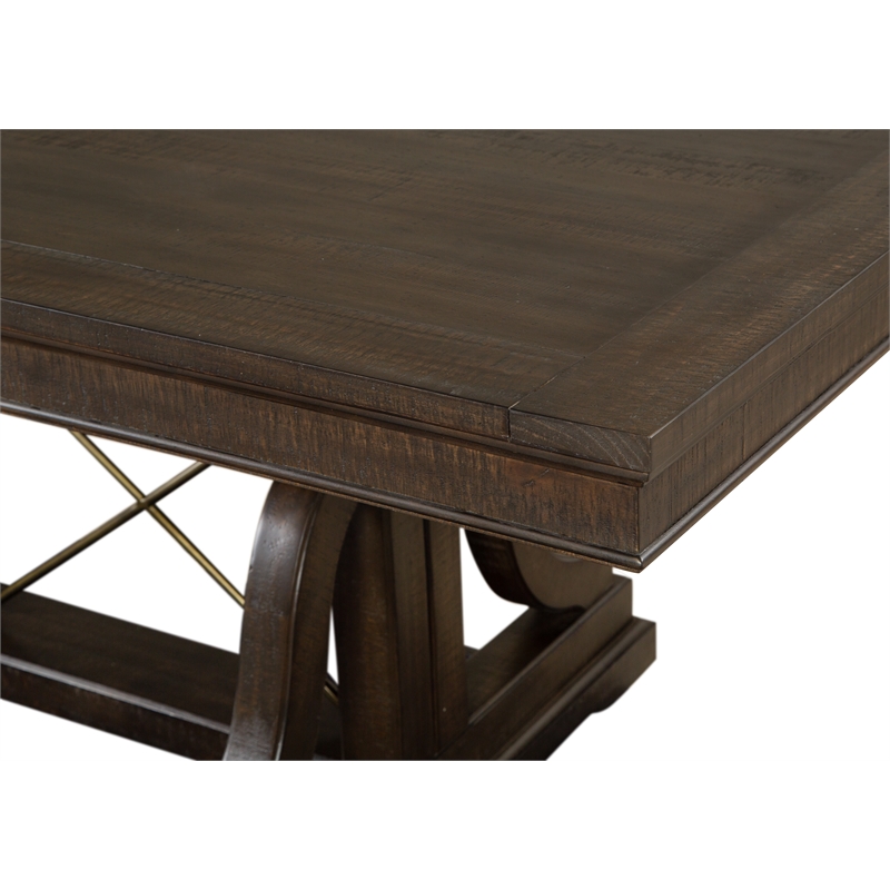 Bowery Hill Trestle Dining Table in Graphite with Extension Leaf