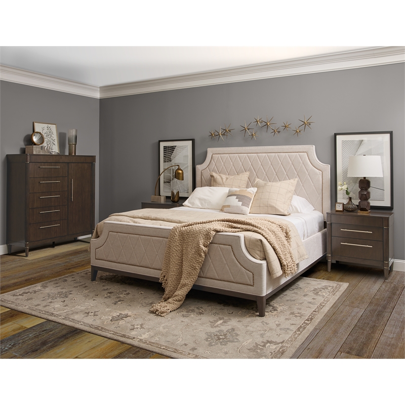 Bowery Hill California King Upholstered Bed in White Cloud Fabric