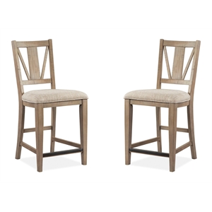 Bowery Hill Counter Chair with Upholstered Seat in Dovetail Grey (Set of 2)