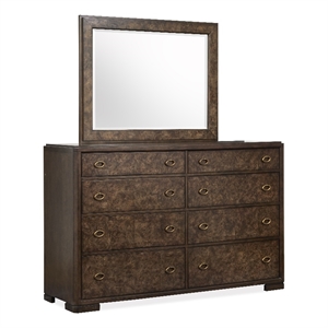 Bowery Hill Contemporary Espresso 8-Drawer Dresser With Landscape Mirror