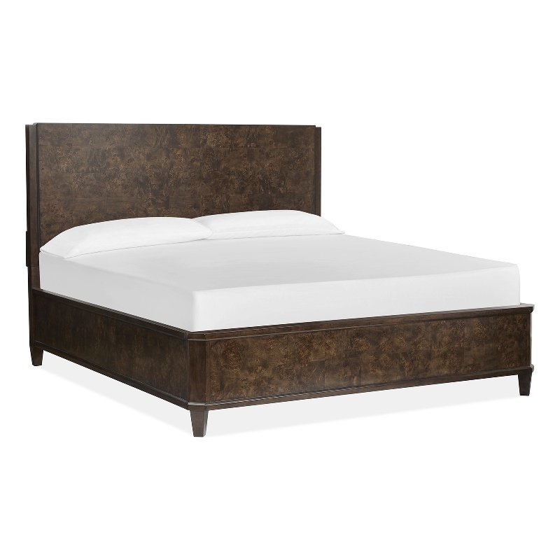 Bowery Hill Contemporary Queen Panel Bed in Espresso With Bolt On Rails