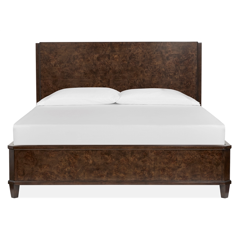 Bowery Hill Contemporary King Panel Bed in Espresso With Bolt On Rails