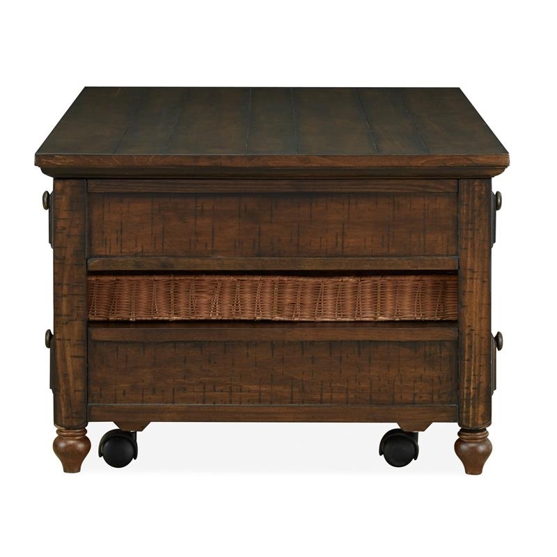Bowery Hill Contemporary 4-Drawer Lift Top Coffee Table in Brown