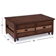 Bowery Hill Contemporary 4-Drawer Lift Top Coffee Table in Brown