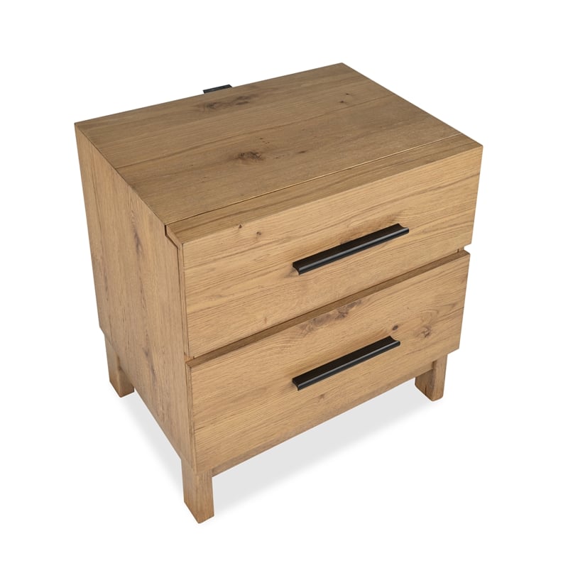 Bowery Hill 2-Drawer Nightstand in Rustic Caramel With Felt Lining