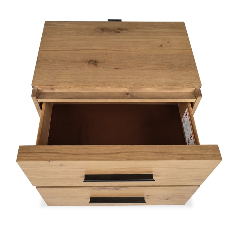 Bowery Hill 2-Drawer Nightstand in Rustic Caramel With Felt Lining