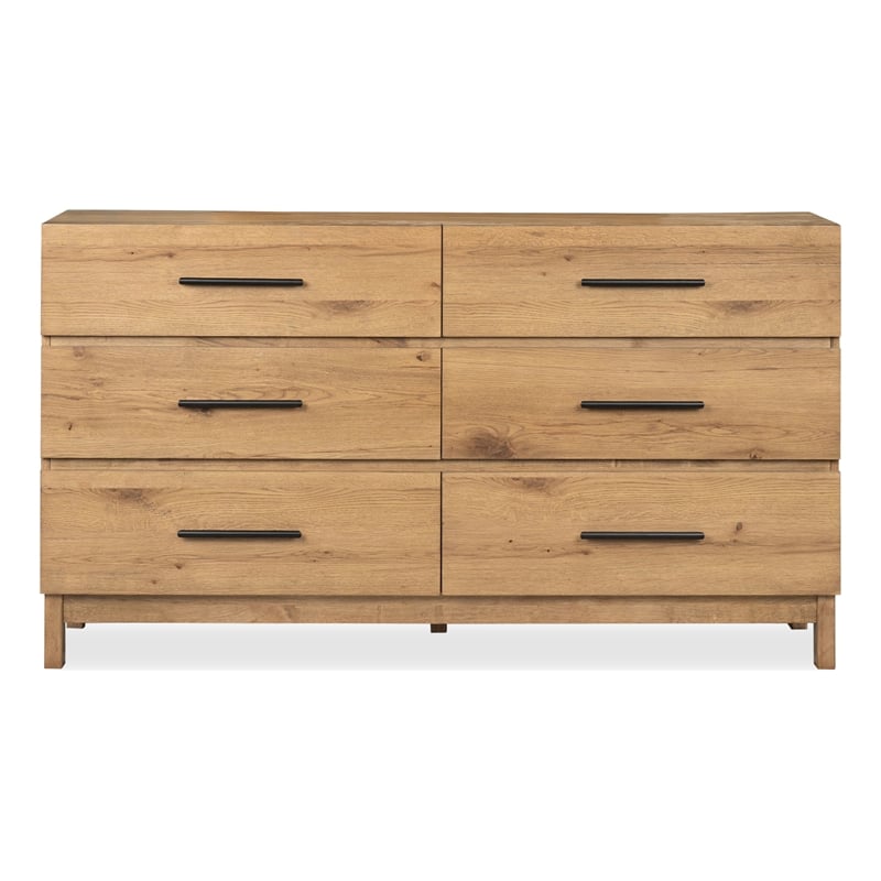 Bowery Hill Contemporary 6-Drawer Bedroom Dresser in Rustic Caramel