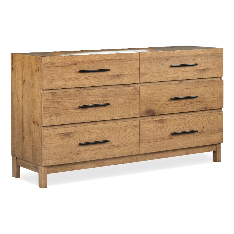 Bowery Hill Contemporary 6-Drawer Bedroom Dresser in Rustic Caramel