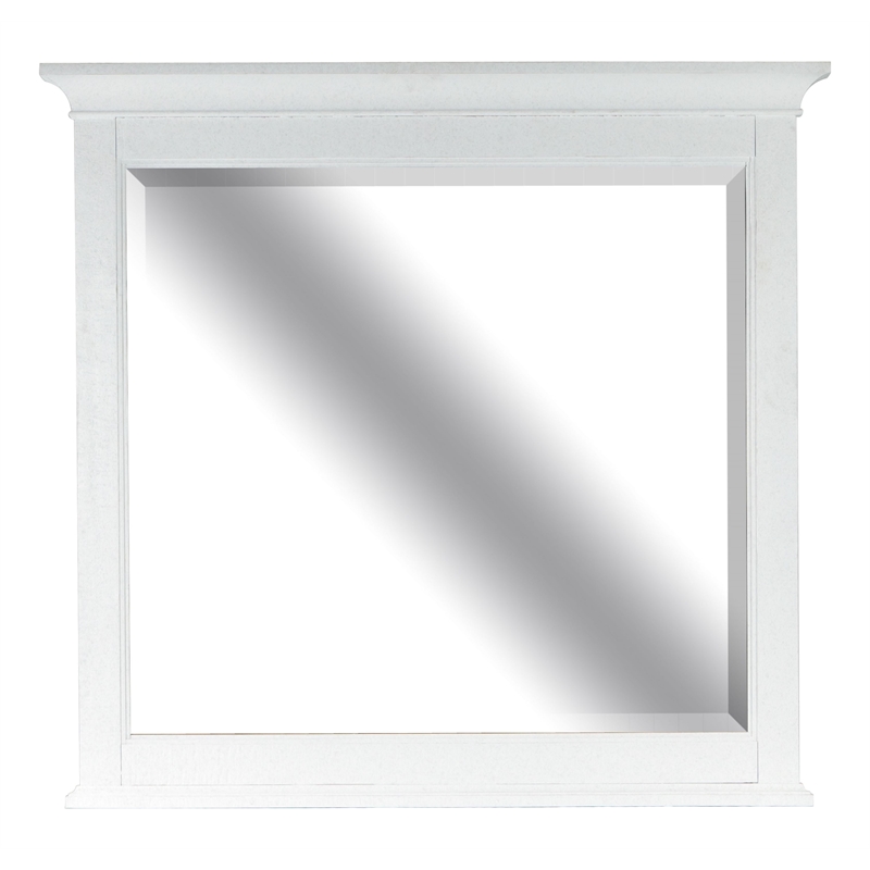 Bowery Hill 2-Tone Drawer Dresser With Landscape Mirror in Chalk White