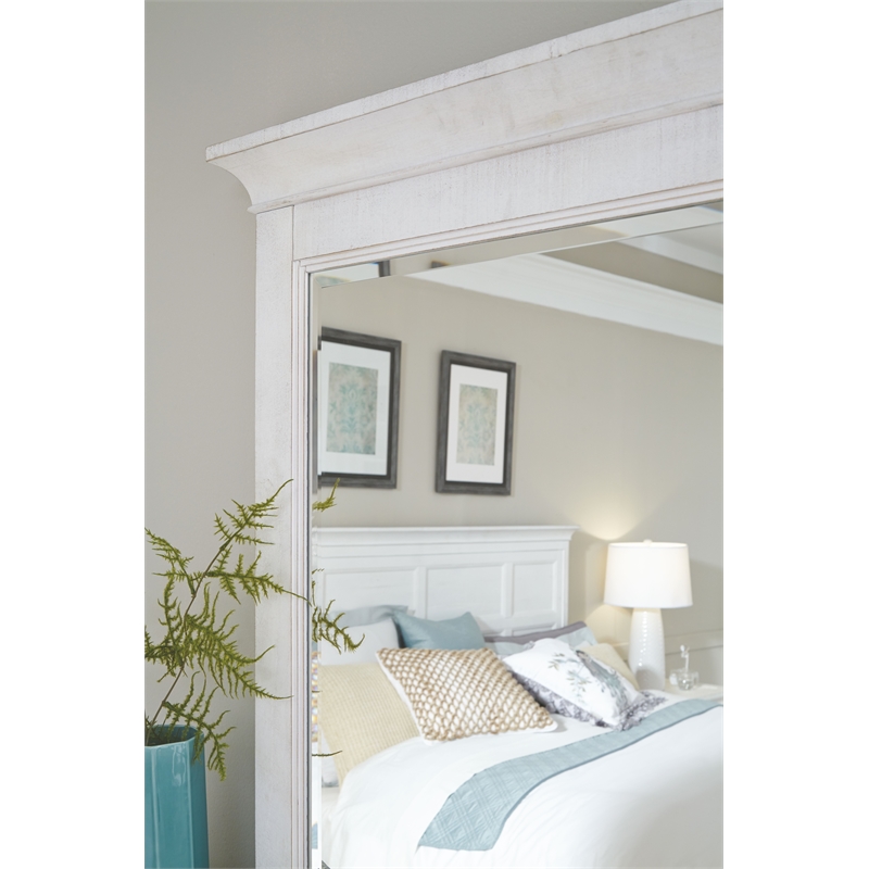 Bowery Hill 2-Tone Drawer Dresser With Landscape Mirror in Chalk White