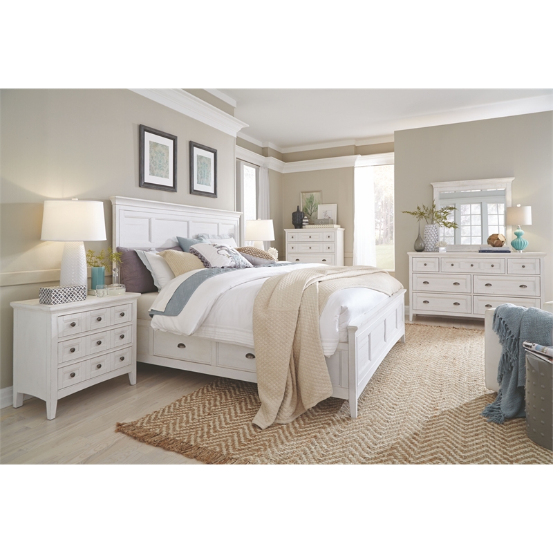 Bowery Hill 2-Tone Drawer Dresser With Landscape Mirror in Chalk White