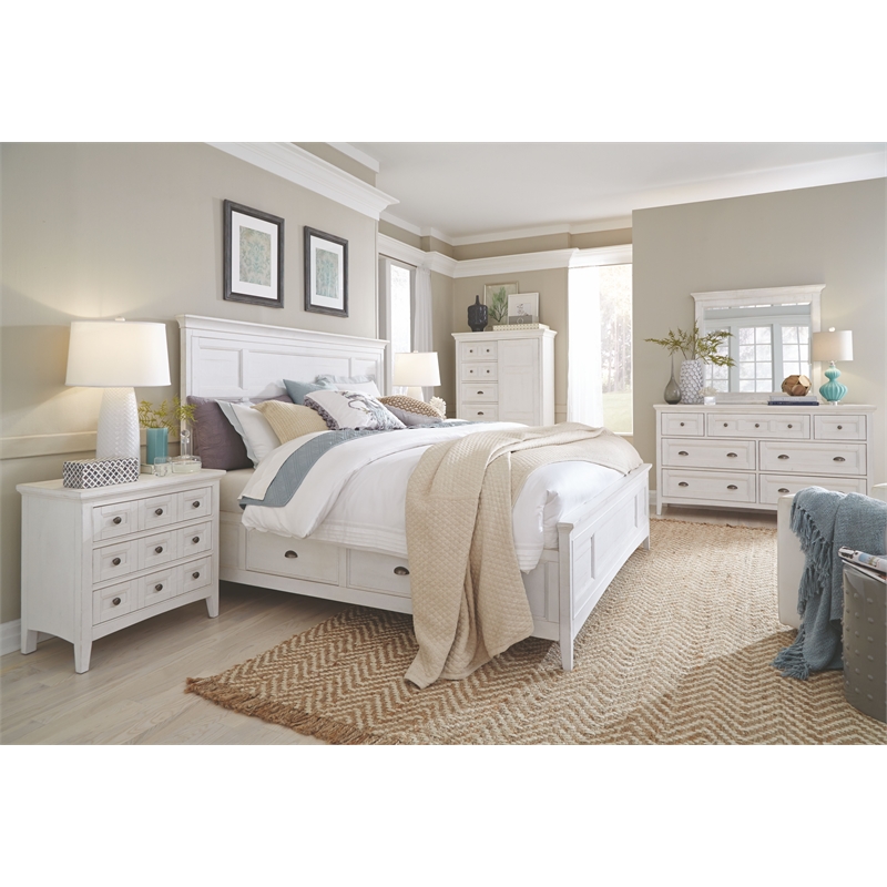Bowery Hill 2-Tone Drawer Dresser With Landscape Mirror in Chalk White