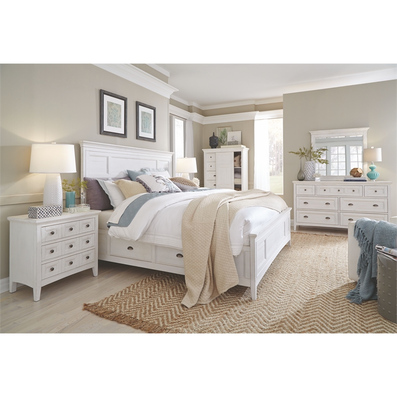 Bowery Hill 2-Tone Drawer Dresser With Landscape Mirror in Chalk White