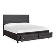 Bowery Hill King Panel Storage Bed With 2 Drawers in Raisin Black