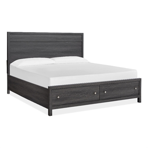Bowery Hill King Panel Storage Bed With 2 Drawers in Raisin Black