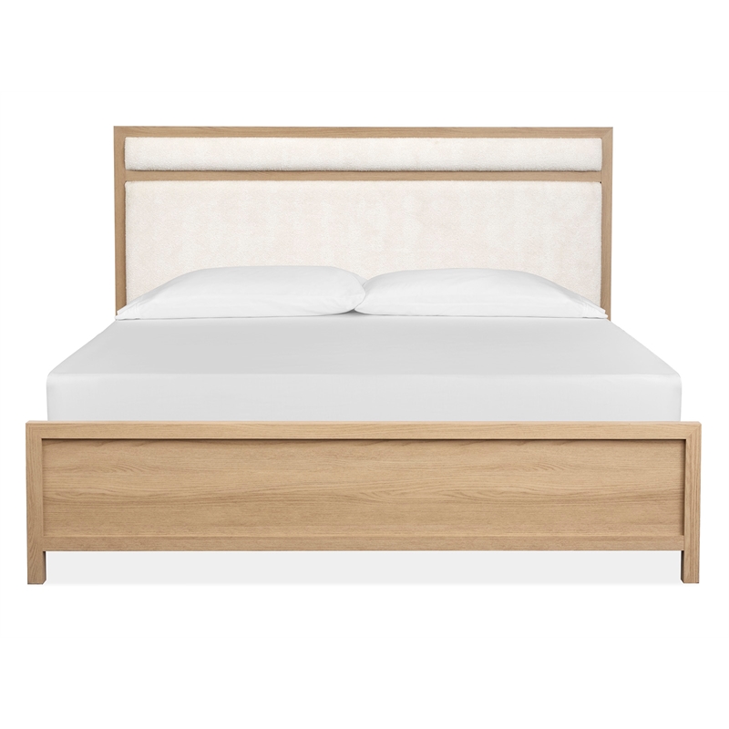 Bowery Hill Contemporary Queen Upholstered Panel Bed in Sandstone Beige