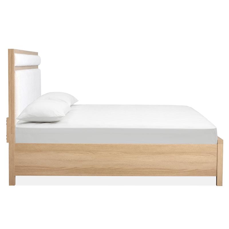 Bowery Hill Contemporary Queen Upholstered Panel Bed in Sandstone Beige