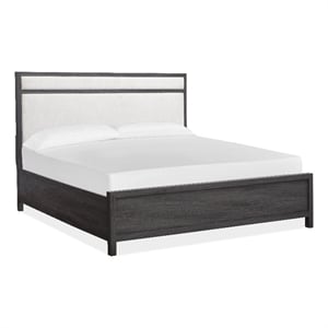 Bowery Hill Contemporary King Upholstered Panel Bed in Raisin Black