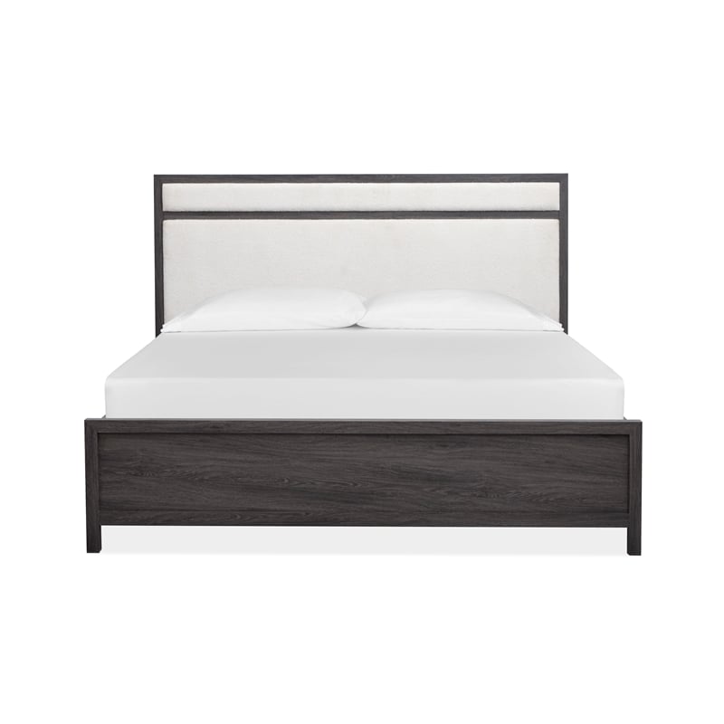 Bowery Hill Contemporary Queen Upholstered Panel Bed in Raisin Black