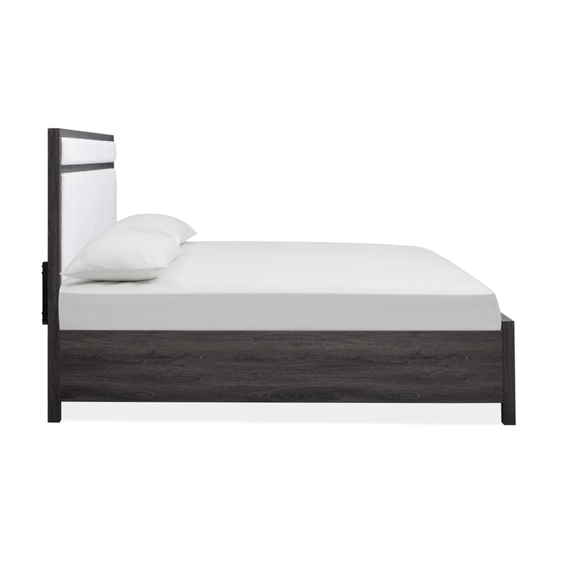 Bowery Hill Contemporary Queen Upholstered Panel Bed in Raisin Black