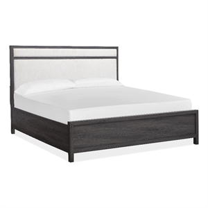 Bowery Hill Contemporary Queen Upholstered Panel Bed in Raisin Black