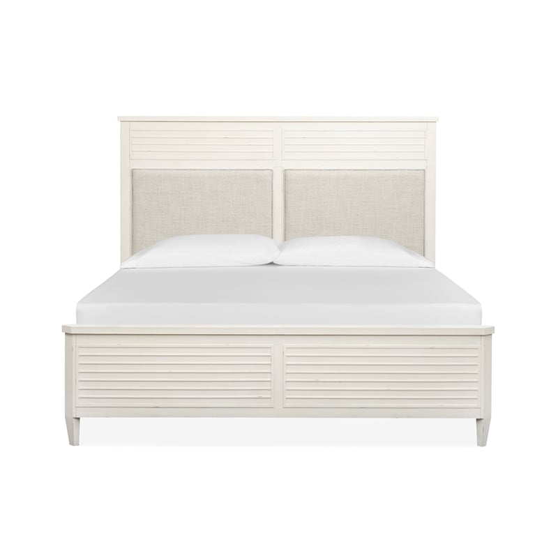 Bowery Hill King Upholstered Panel Bed in Sea Pearl and Driftwood