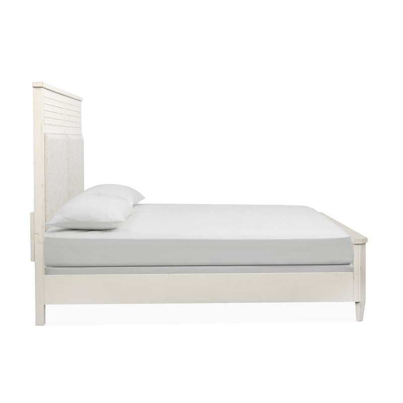 Bowery Hill King Upholstered Panel Bed in Sea Pearl and Driftwood