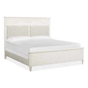 Bowery Hill King Upholstered Panel Bed in Sea Pearl and Driftwood