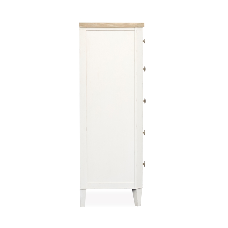 Bowery Hill Contemporary 5-Drawer Chest in Sea Pearl and Driftwood