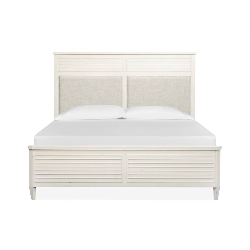 Bowery Hill Queen Upholstered Panel Bed in Sea Pearl and Driftwood