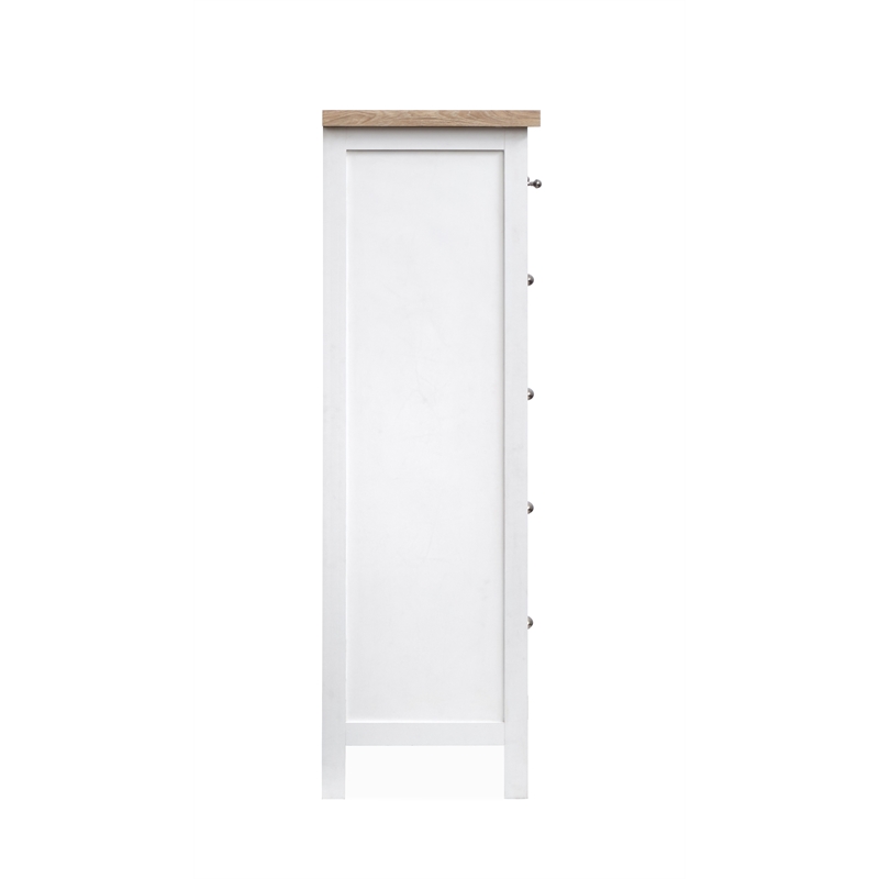 Bowery Hill 5-Drawer Chest in White Whisp and Sand With Soft Close