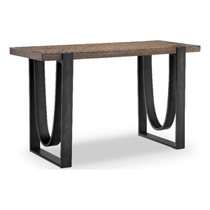 Bowery Hill Rectangular Sofa Table in Rustic Honey and Distressed Iron